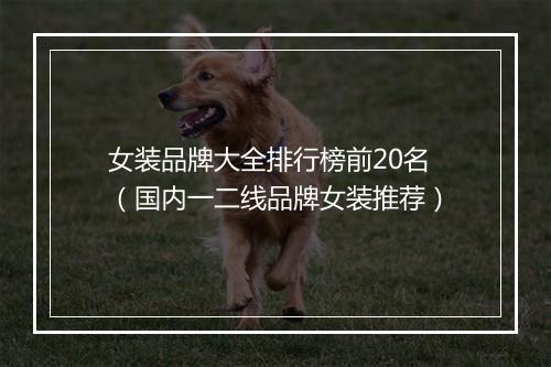 女装品牌大全排行榜前20名（国内一二线品牌女装推荐）