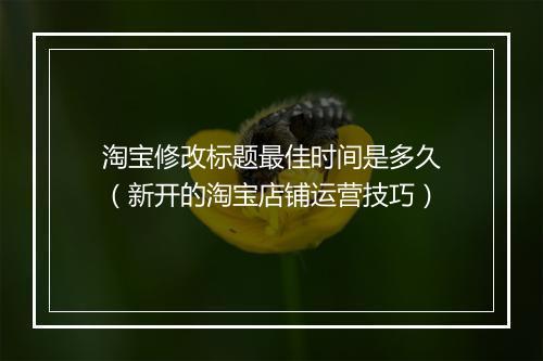 淘宝修改标题最佳时间是多久（新开的淘宝店铺运营技巧）