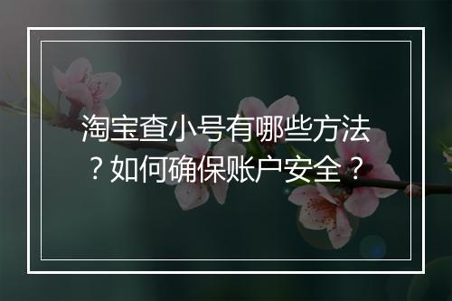 淘宝查小号有哪些方法？如何确保账户安全？