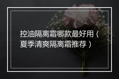控油隔离霜哪款最好用（夏季清爽隔离霜推荐）