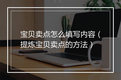 宝贝卖点怎么填写内容（提炼宝贝卖点的方法）