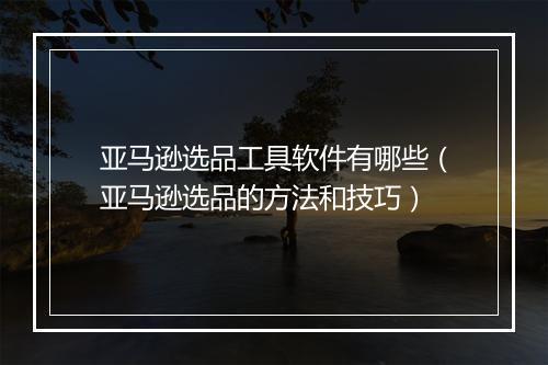 亚马逊选品工具软件有哪些（亚马逊选品的方法和技巧）