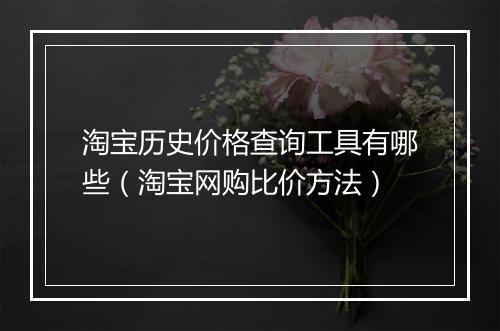 淘宝历史价格查询工具有哪些（淘宝网购比价方法）
