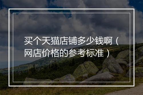 买个天猫店铺多少钱啊（网店价格的参考标准）