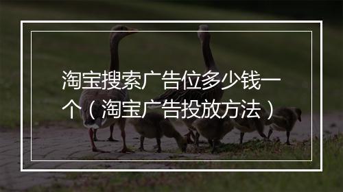 淘宝搜索广告位多少钱一个（淘宝广告投放方法）