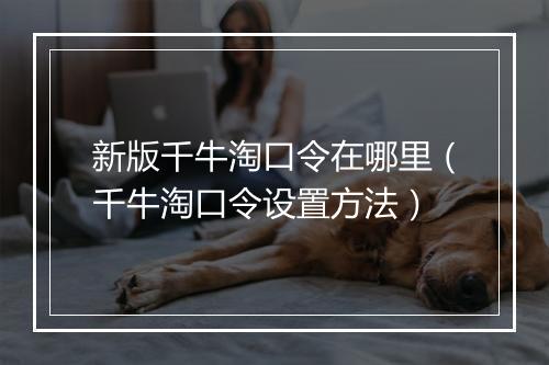 新版千牛淘口令在哪里（千牛淘口令设置方法）