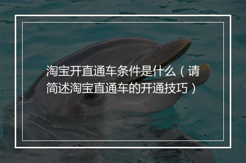 淘宝开直通车条件是什么（请简述淘宝直通车的开通技巧）