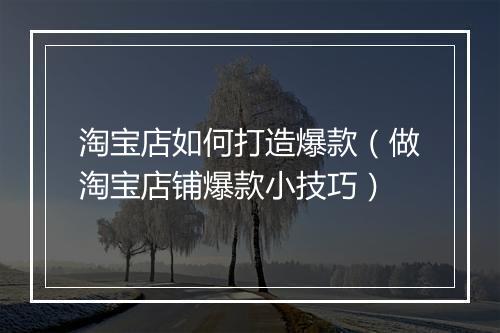 淘宝店如何打造爆款（做淘宝店铺爆款小技巧）