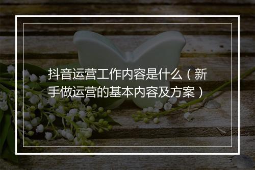 抖音运营工作内容是什么（新手做运营的基本内容及方案）