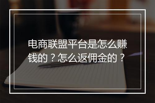 电商联盟平台是怎么赚钱的？怎么返佣金的？