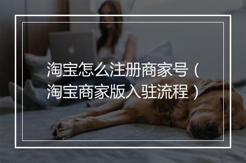 淘宝怎么注册商家号（淘宝商家版入驻流程）