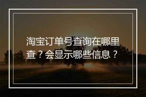 淘宝订单号查询在哪里查？会显示哪些信息？