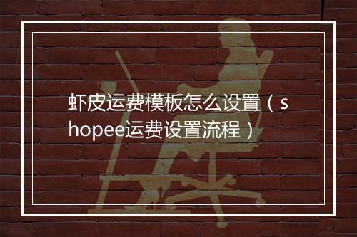 虾皮运费模板怎么设置（shopee运费设置流程）