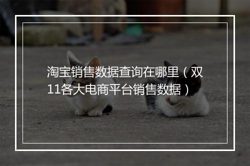淘宝销售数据查询在哪里（双11各大电商平台销售数据）