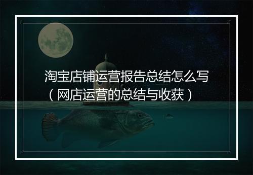 淘宝店铺运营报告总结怎么写（网店运营的总结与收获）