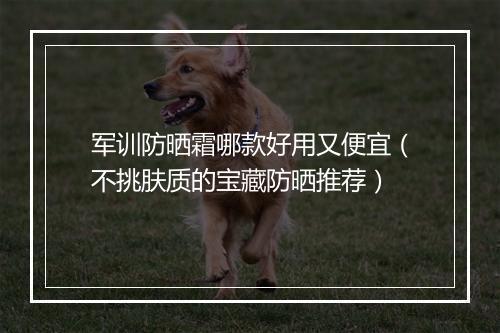 军训防晒霜哪款好用又便宜（不挑肤质的宝藏防晒推荐）