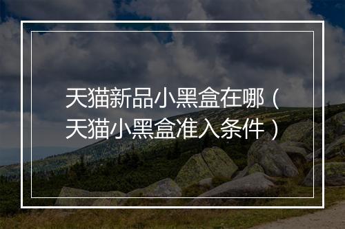 天猫新品小黑盒在哪（天猫小黑盒准入条件）