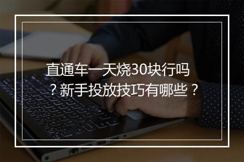 直通车一天烧30块行吗？新手投放技巧有哪些？