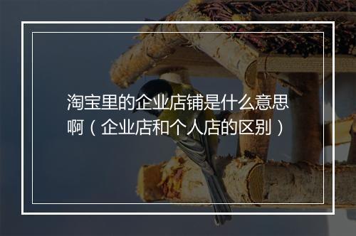 淘宝里的企业店铺是什么意思啊（企业店和个人店的区别）