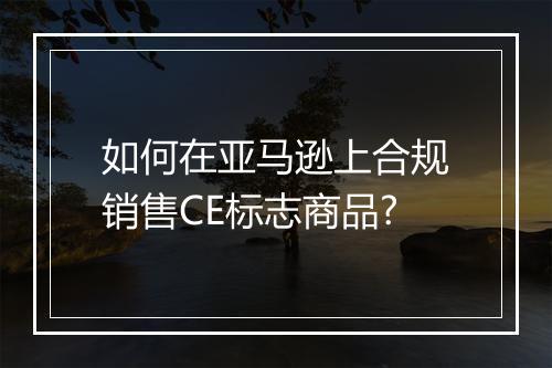 如何在亚马逊上合规销售CE标志商品?