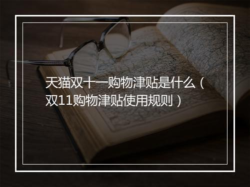 天猫双十一购物津贴是什么（双11购物津贴使用规则）