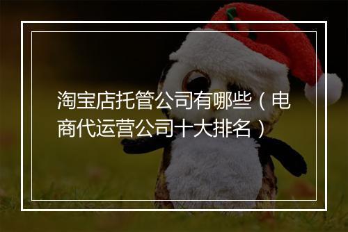 淘宝店托管公司有哪些（电商代运营公司十大排名）