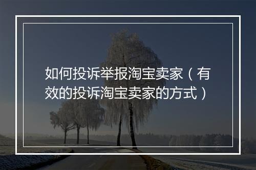 如何投诉举报淘宝卖家（有效的投诉淘宝卖家的方式）