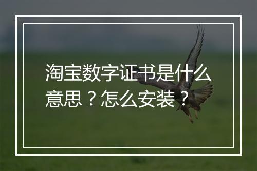 淘宝数字证书是什么意思？怎么安装？