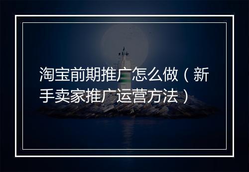 淘宝前期推广怎么做（新手卖家推广运营方法）