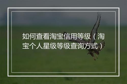如何查看淘宝信用等级（淘宝个人星级等级查询方式）