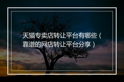 天猫专卖店转让平台有哪些（靠谱的网店转让平台分享）