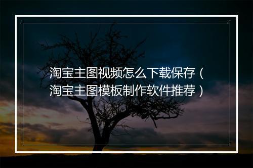 淘宝主图视频怎么下载保存（淘宝主图模板制作软件推荐）