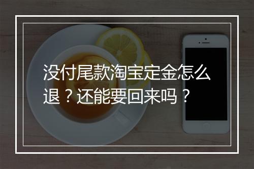 没付尾款淘宝定金怎么退？还能要回来吗？