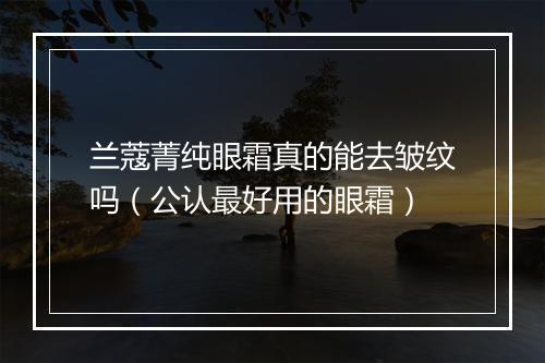 兰蔻菁纯眼霜真的能去皱纹吗（公认最好用的眼霜）