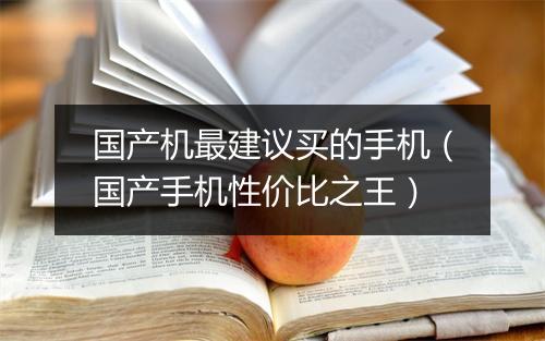 国产机最建议买的手机（国产手机性价比之王）