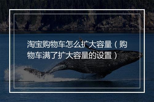 淘宝购物车怎么扩大容量（购物车满了扩大容量的设置）