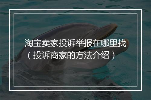 淘宝卖家投诉举报在哪里找（投诉商家的方法介绍）
