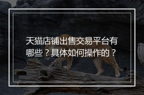 天猫店铺出售交易平台有哪些？具体如何操作的？