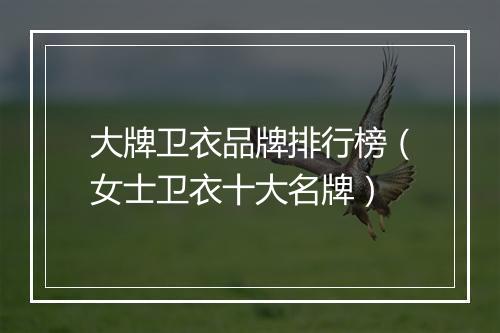 大牌卫衣品牌排行榜（女士卫衣十大名牌）