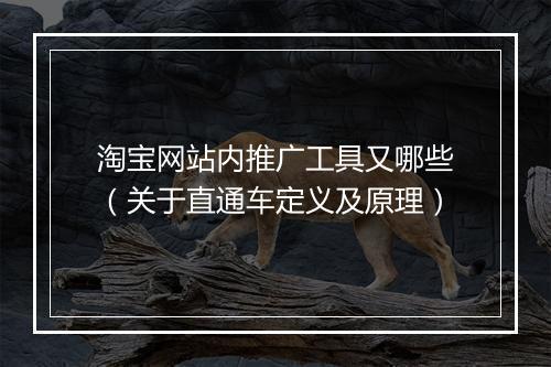 淘宝网站内推广工具又哪些（关于直通车定义及原理）
