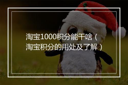 淘宝1000积分能干啥（淘宝积分的用处及了解）
