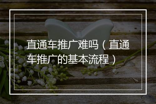 直通车推广难吗（直通车推广的基本流程）