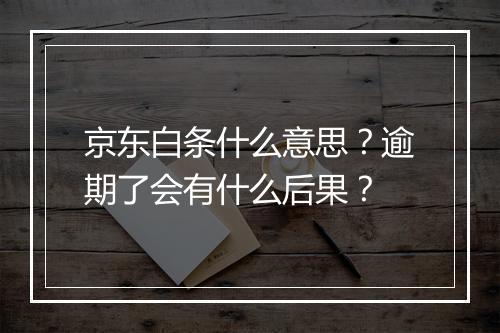京东白条什么意思？逾期了会有什么后果？