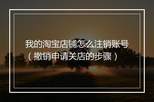 我的淘宝店铺怎么注销账号（撤销申请关店的步骤）