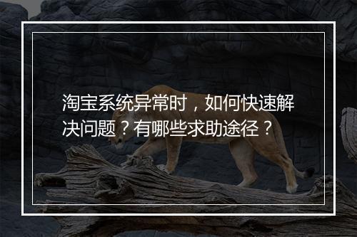 淘宝系统异常时，如何快速解决问题？有哪些求助途径？