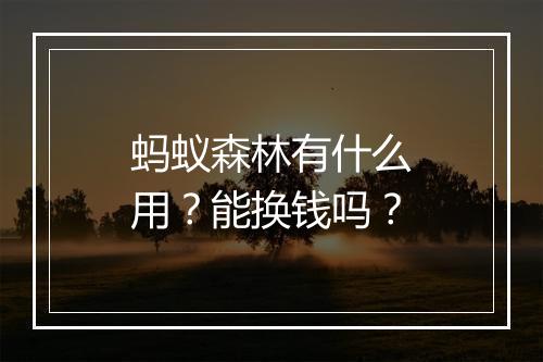 蚂蚁森林有什么用？能换钱吗？