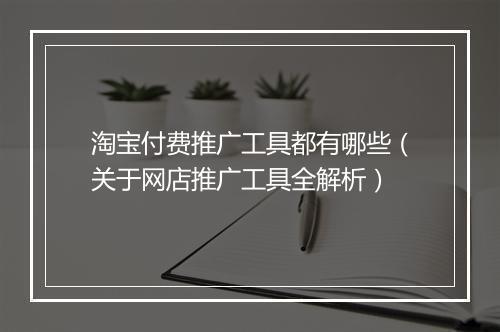 淘宝付费推广工具都有哪些（关于网店推广工具全解析）