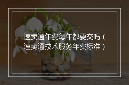 速卖通年费每年都要交吗（速卖通技术服务年费标准）