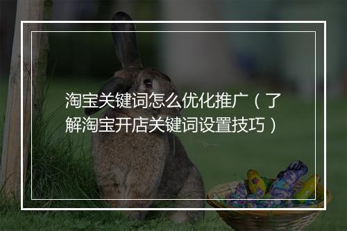 淘宝关键词怎么优化推广（了解淘宝开店关键词设置技巧）