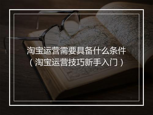 淘宝运营需要具备什么条件（淘宝运营技巧新手入门）